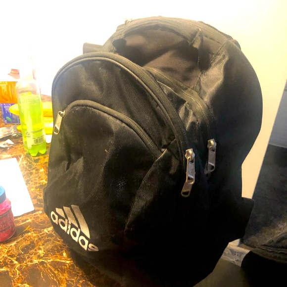 Adidas 028685 Large Black White Backpack Size 17”x12”x9” - Picture 1 of 15